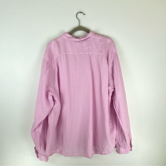 Le Club Mens 2XL Linen Pink Button Up Long Sleeve Shirt Beach Causal Blue - Picture 2 of 9